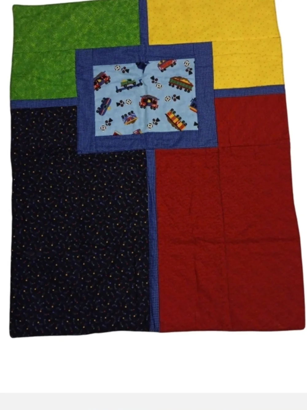 #138 Multi-Color Kids Patchwork Quilt - Bright Red, Blue, Green, Yellow